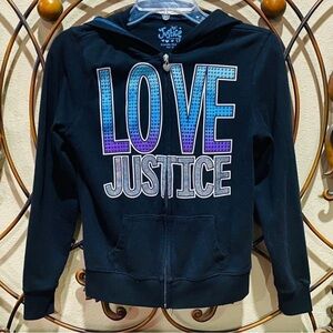 Girls size 12 justice zip up hoodie